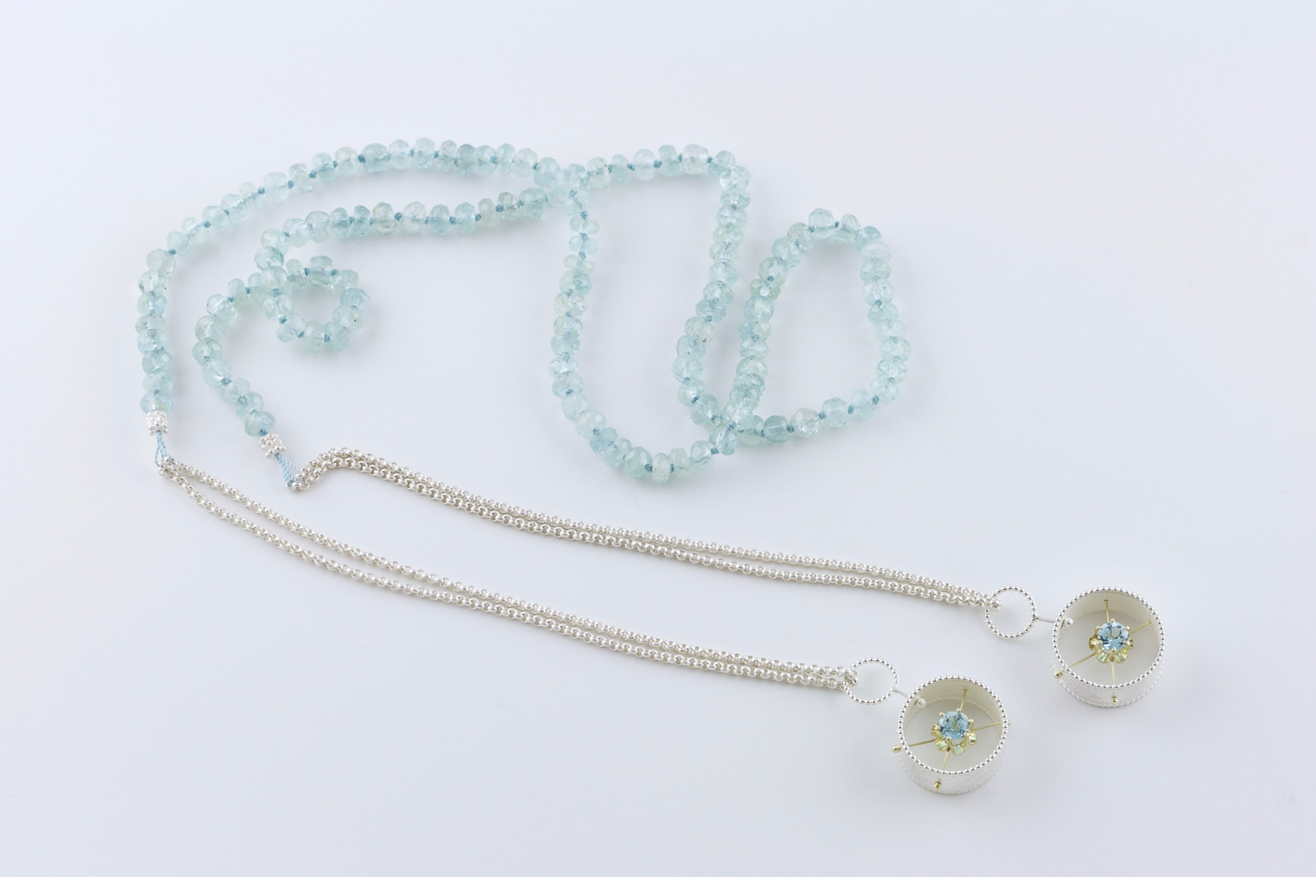 sita falkena collier met 2 bedels aquamarijn