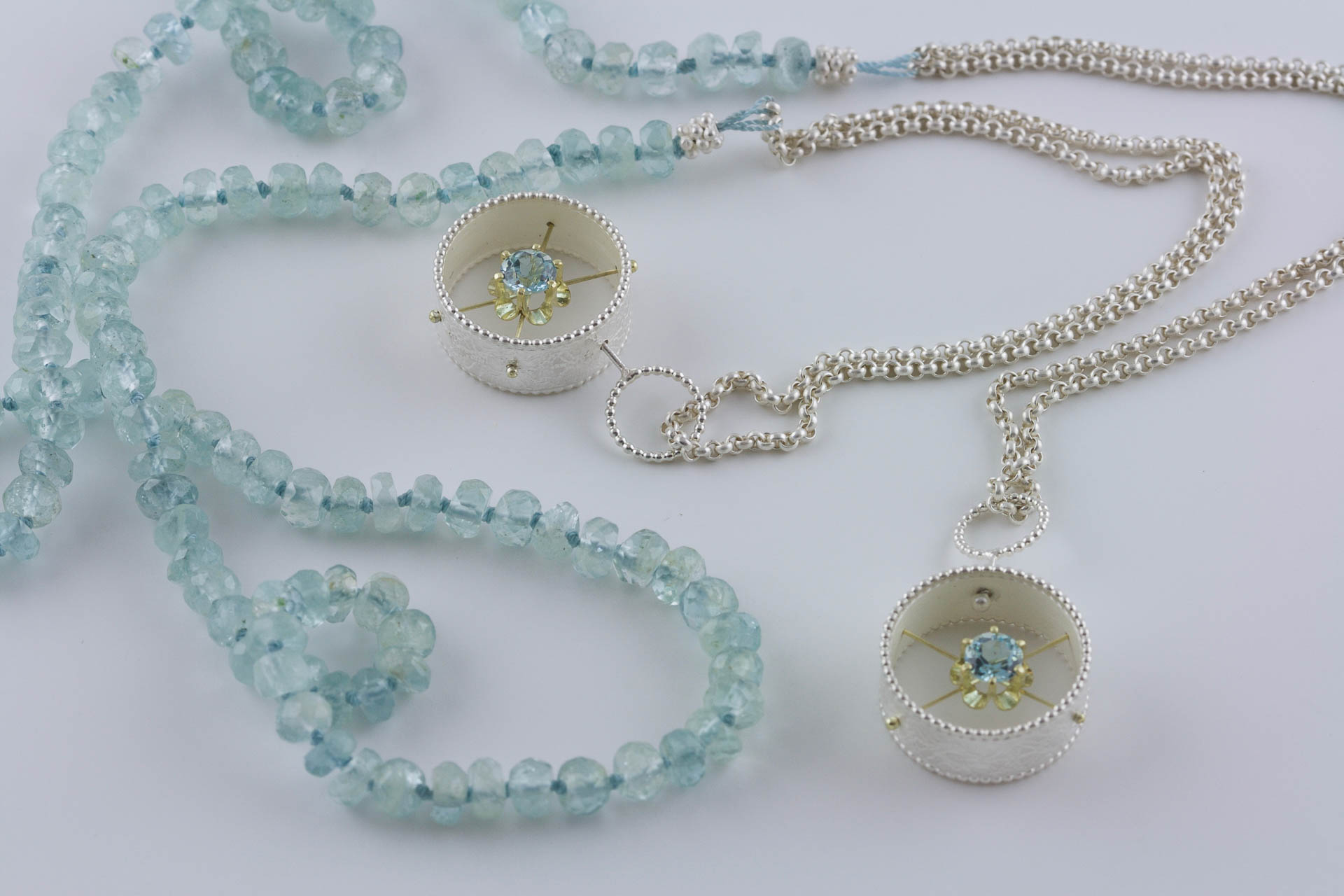 sita falkena collier met 2 bedels aquamarijn