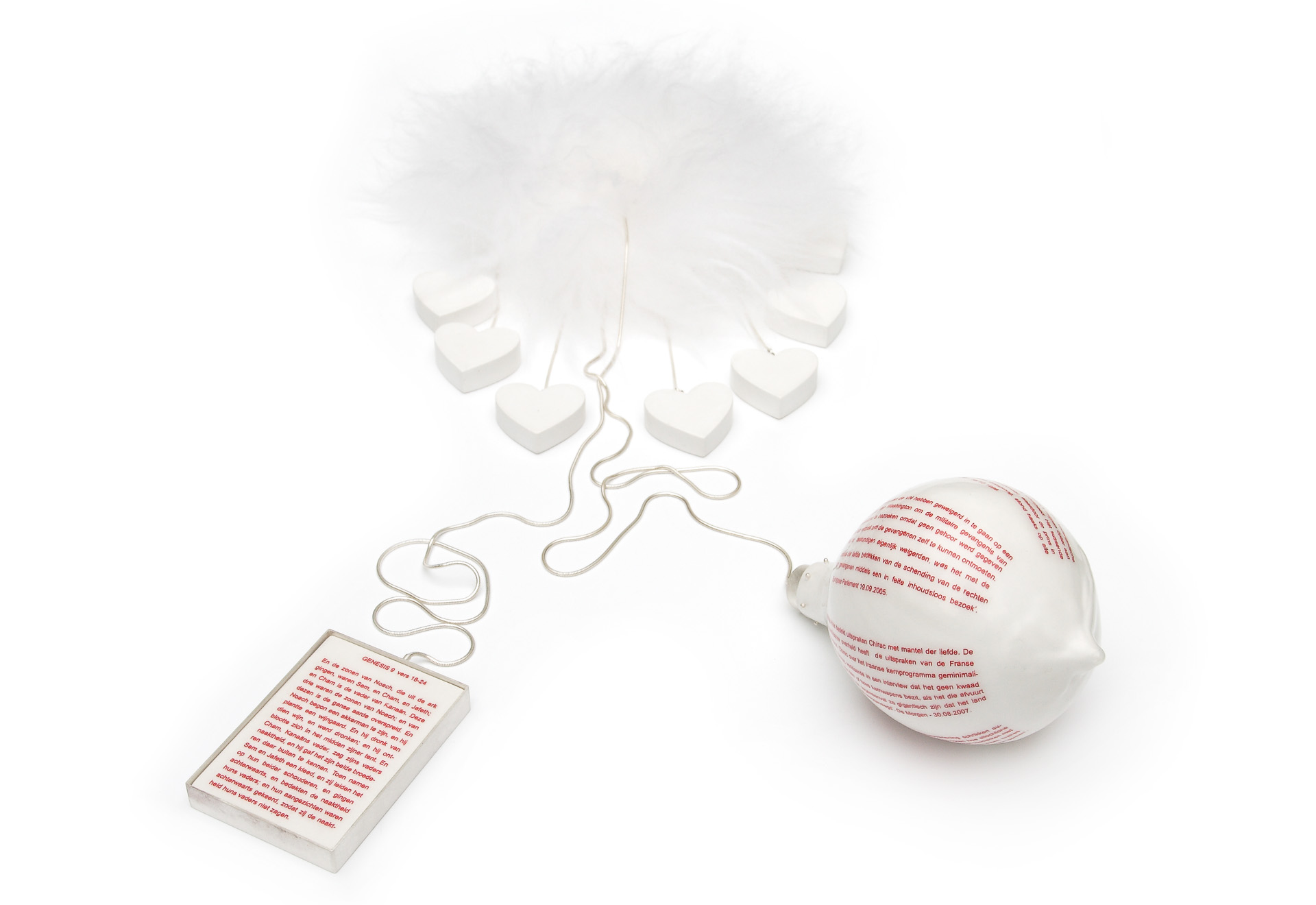 sita falkena collier mantel der liefde zilver, gips, wol