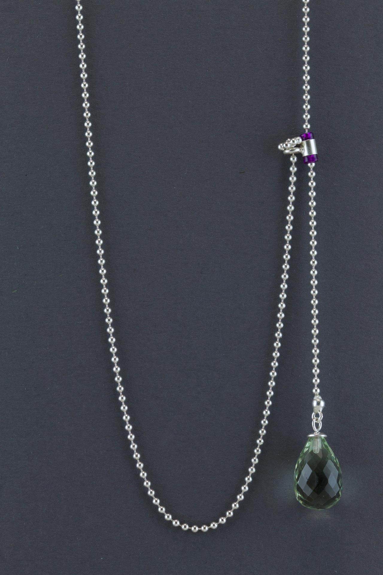 sita falkena balletjes ketting zilver prasioliet