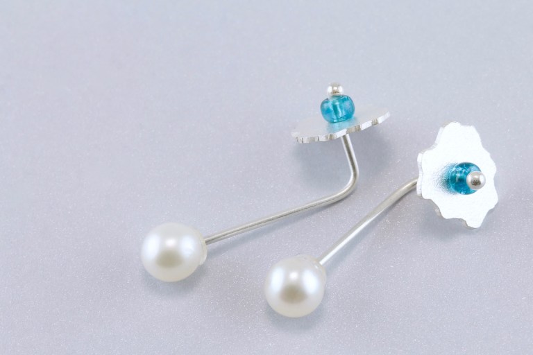 sita falkena oorsieraad "wolkje", zilver/ parels/ glas