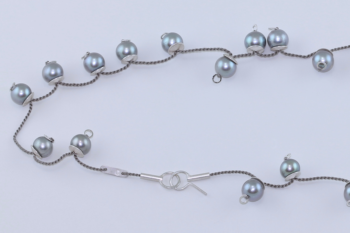 sita falkena "parelschotel" collier, zilver/ parels/ zijde