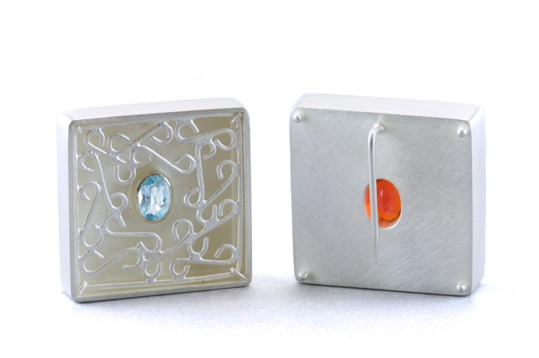 sita falkena broche, zilver/aquamarijn-vuuropaal