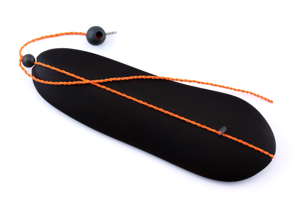 sita falkena brooch, balsa tree wood, silk, silver