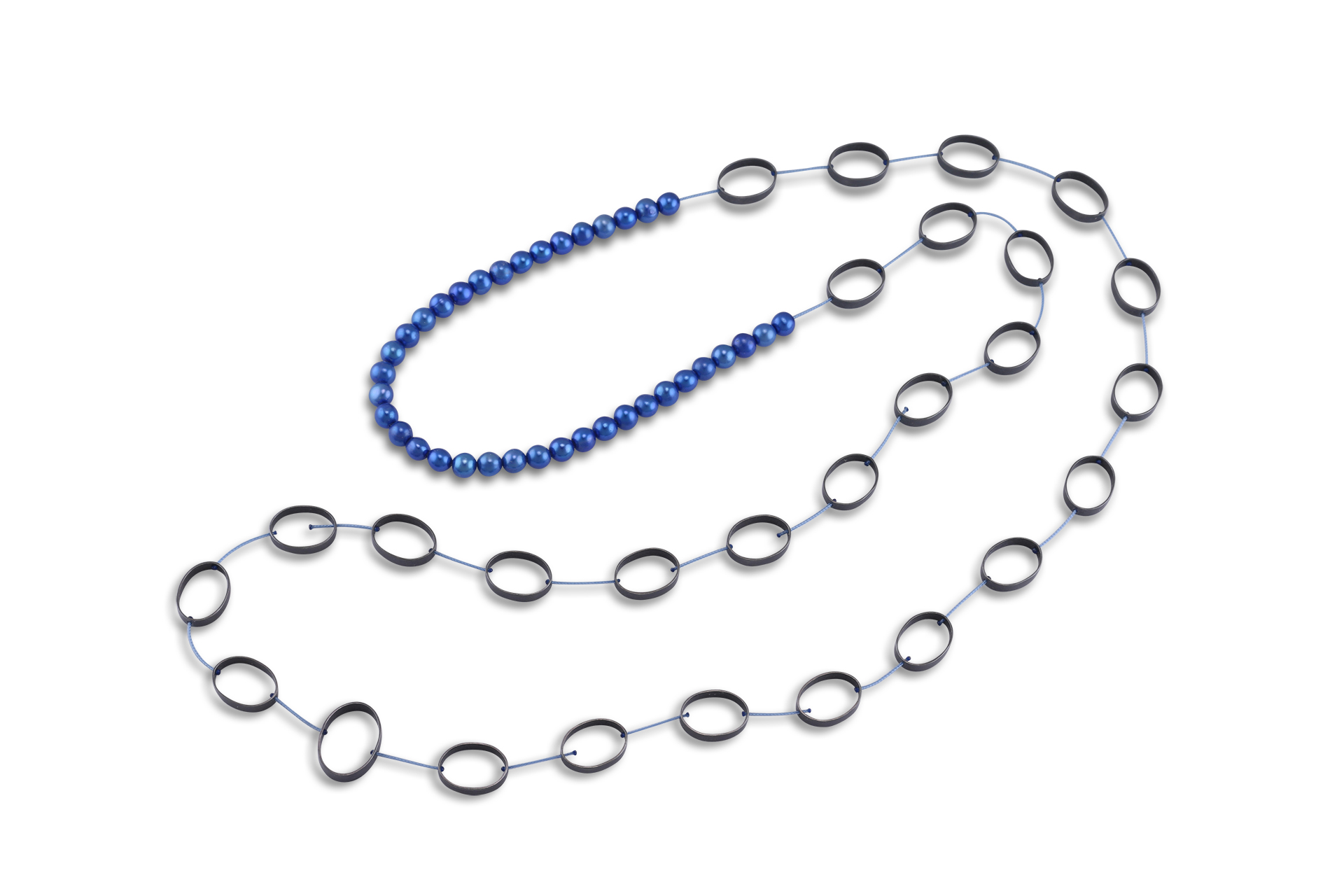 sita falkena necklace oxidized silver pearls nylon